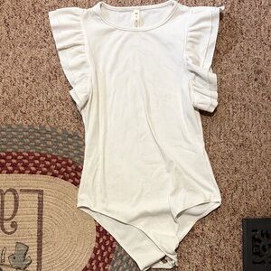 MTS White Ruffled Sleeve Bodysuit